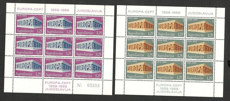 YUGOSLAVIA -MNH S/S - EUROPA CEPT, 2. ISSUE - MICHEL CV= 150 € - 1969.