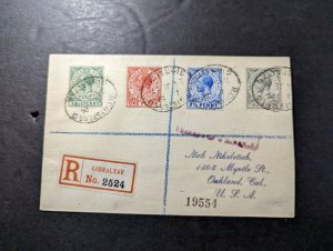 1917 Registered Gibraltar Cover to Oakland CA USA