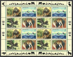 UN Vienna #253-256 7S Endangered Species (1999). Full mini-sheet. MNH