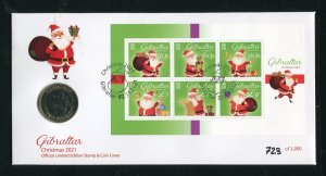 Gibraltar 2021 Christmas First Day Covers With Macaque Monkey Coins