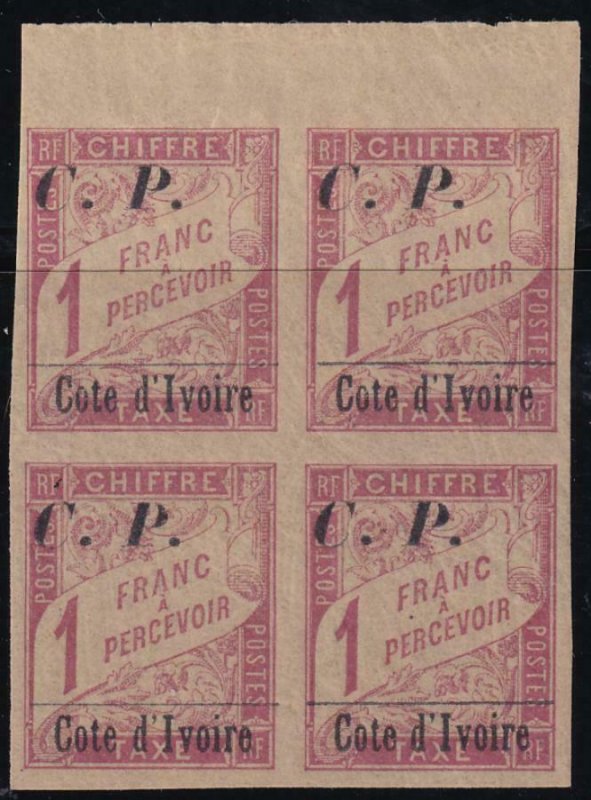 Ivory Coast 1903 SC Q25 Block of 4 -2 Mint / 2 MNH 