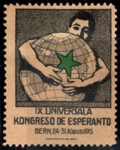 1913 Switzerland Poster Stamp 9th Universal Congress Esperanto Bern 24-31 August