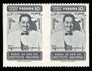 Panama #C223, 1959 10c black, horizontal pair imperf. between, never hinged