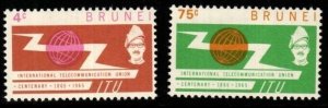 BRUNEI SG132/3 1965 ITU CENTENARY MNH