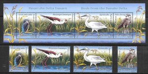 ROMANIA Sc 5089-92+5092A NH SET+MINISHEET of 2009 - BIRDS