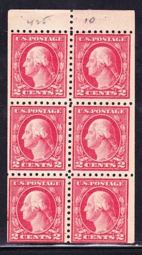 #425e, Washington 2c Booklet Pane/6 Mint NH Pos A