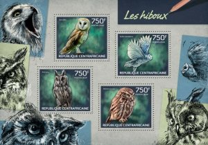 Centrafrique 2014 MNH. OWLS   | Y&T Code: 3190-3193  |  Michel Code: 4645-4648