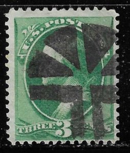 Scott # 147  Lot E515  3c Washington  green Fancy cancel  Used