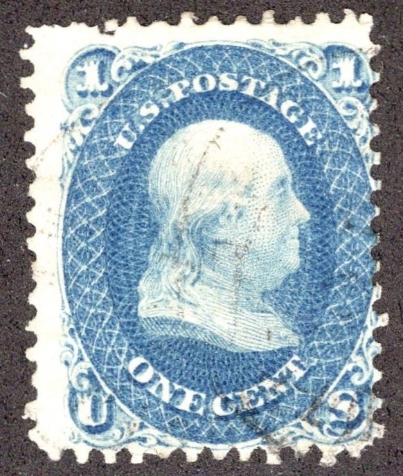 US #63 1 CENT FRANKLIN - MINOR FAULT ~(0002)