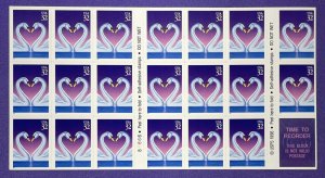 Scott 3123 a SWANS Pane of 20 US 32¢ Stamps MNH 1997 B6666