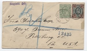 1906 British registered cover to USA 4d Edward VII issue [y9023]