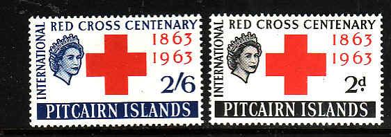 Pitcairn Is-Sc#36-7-unused light hinge set-Red Cross-Omnibus-1963-