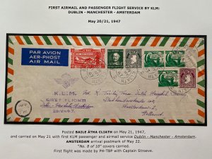 1947 Dublin Ireland First Flight Airmail Cover To Amsterdam Holland KLM 8 Of 10