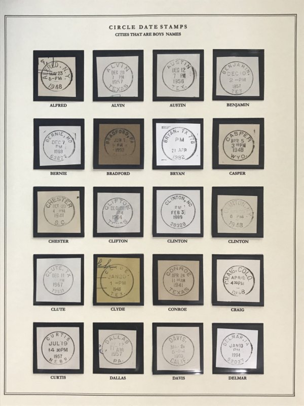 US Circular Date Stamp Collection (Odd/Boys/Girls/Double Town/Port/City/State)