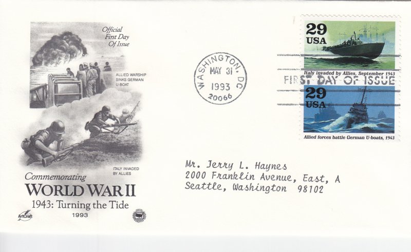 1993, Turning the Tide-WW2-1943, Art Craft/PCS, FDC (E11124)