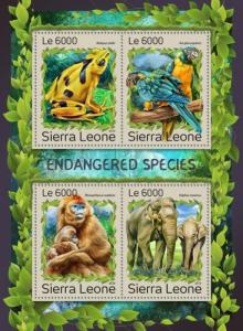 SIERRA LEONE 2016 SHEET ENDANGERED SPECIES WILDLIFE MONKEYS PARROTS srl161203a