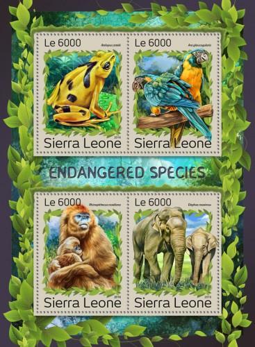 SIERRA LEONE - 2016 - Endangered Species - Perf 4v Sheet - MNH