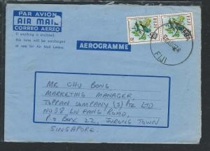 FIJI  ISLANDS (P0312B) QEII 5D BIRD 1978  ON FORMULA AEROGRAMME TO SINGAPORE