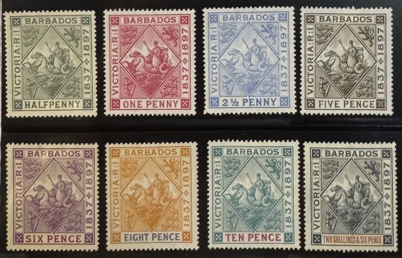 DP Stamps Barbados 1897 SC 81-89 Mint Set