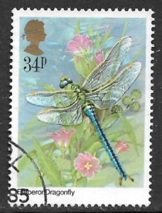 GREAT BRITAIN 1985 34p Emperor Dragonfly Issue Sc 1102 VFU