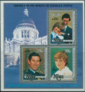 Niue 1981 SG447 Royal Wedding surcharges MS MNH