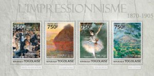 Togo - Impressionistic Art - 4 Stamp Sheet - 20H-503