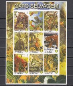 Angola, 2000 Cinderella issue. Wild Cats, Vertical IMPERF sheet. Scout Logo.