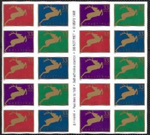 US #3360-63 or 3363a  MNH Complete Booklet - Christmas - Reindeer