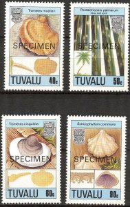 Tuvalu 1989 Mushrooms set of 4 overpr.   Speciment  MNH