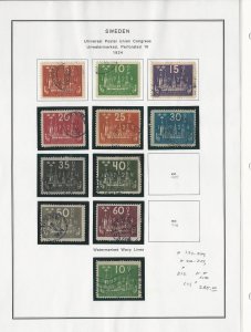 Sweden Collection 1929 to 1938 on 9 Album Pages, Nice Group of Stamps