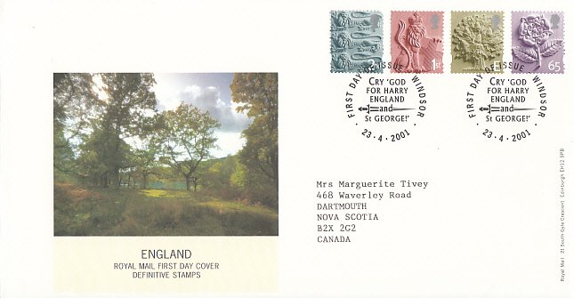 Great  Britain England 2001 FDC Sc #1-#4 Definitives