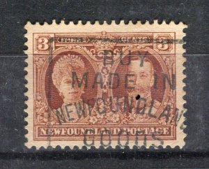 NEWFOUNDLAND; 1920s early issue fine used 3c. value fair Postmark