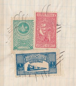 FINE USED  STAMP 1955 TRAIN ,FISCAL, REVENUE  SAUDI ARABIA IN PIECE CANCELLED