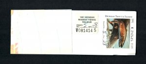 DS 1991  Michigan Trout &Salmon  Stamp Passbook & Permit Resident  Fishing