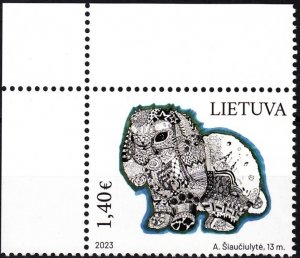 LITHUANIA 2023-05 ART Child's Drawing: Pet Rabbit. CORNER, MNH