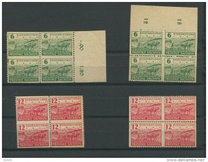 Germany 1945 Soviet Zone Blocks of 4 Vertical/Horizontal perts Thick paper. MNH/