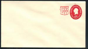 US Scott's # U538b - 2 + 2 cents - Washington - Die 3 - Envelope Unused