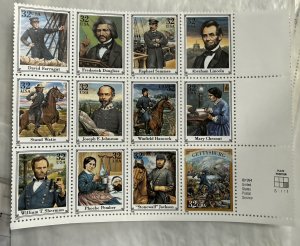 US 1995 32c Civil War block of 12- bottom right part of sheet #2975 MNH MINT