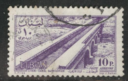 LEBANON Scott C229 Used 1957 canal airmail stamp