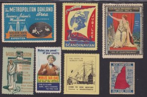 US Vintage Mixed lot 7 Cinderella Stamps Worlds Fair,Golden Gate,Jubilee  L426