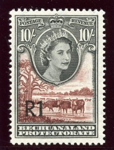 Bechuanaland 1961 QEII 1r on 10s black & red-brown superb MNH. SG 167a. Sc 179a.