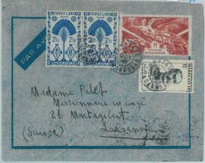 81134 - MADAGASCAR - POSTAL HISTORY -  COVER to SWITZERLAND  1947  WAR Tank