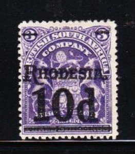 Album Treasures Rhodesia Scott # 91 10p on 3sh rhodesia Overprint Mint Hinged