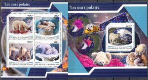 Central African Republic 2017 Polar Bears sheet + S/S MNH