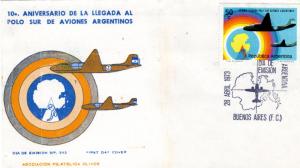 Argentina 1973 Sc#999 Anniv.First Fly to South Pole/Aircfrafts (1) F.D.C.