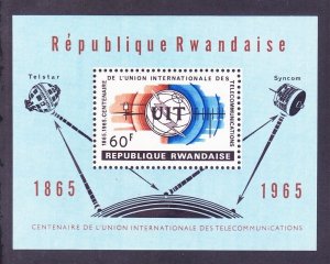 Rwanda 113 MNH 1965 ITU Syncon Satellite Souvenir Sheet Very Fine 