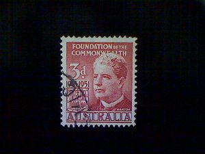 Stamps, Australia, Scott #240, used(o), 1951, Australian Federation, 3d