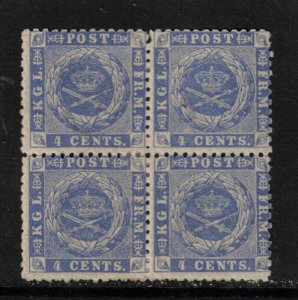 Danish West Indies #4 (Facit #4) Mint Fine Rare Full Original Gum Hinged Block