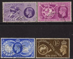 Thematic stamps GREAT BRITAIN 1949 U.P.U. 499/502 postally used used