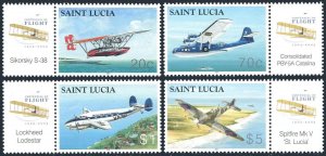 St Lucia 1178-1181, MNH. Powered Flight, centenary, 2003.